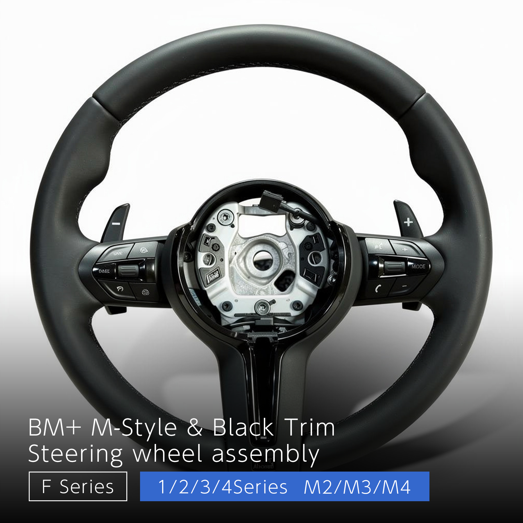M-Style Steering Wheel - BMW F-Chassis 1 / 2 / 3 / 4 Series Black Trim