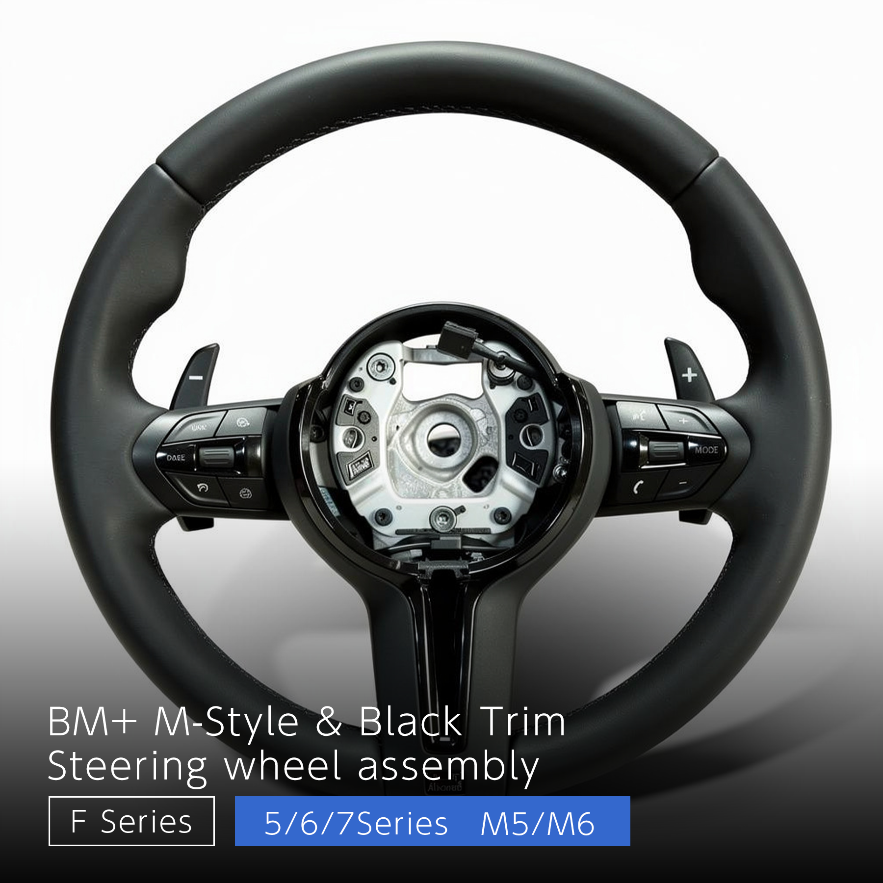M-Style Steering Wheel - BMW F-Chassis 5 / 6 / 7 Series & X5 / X6 Black Trim