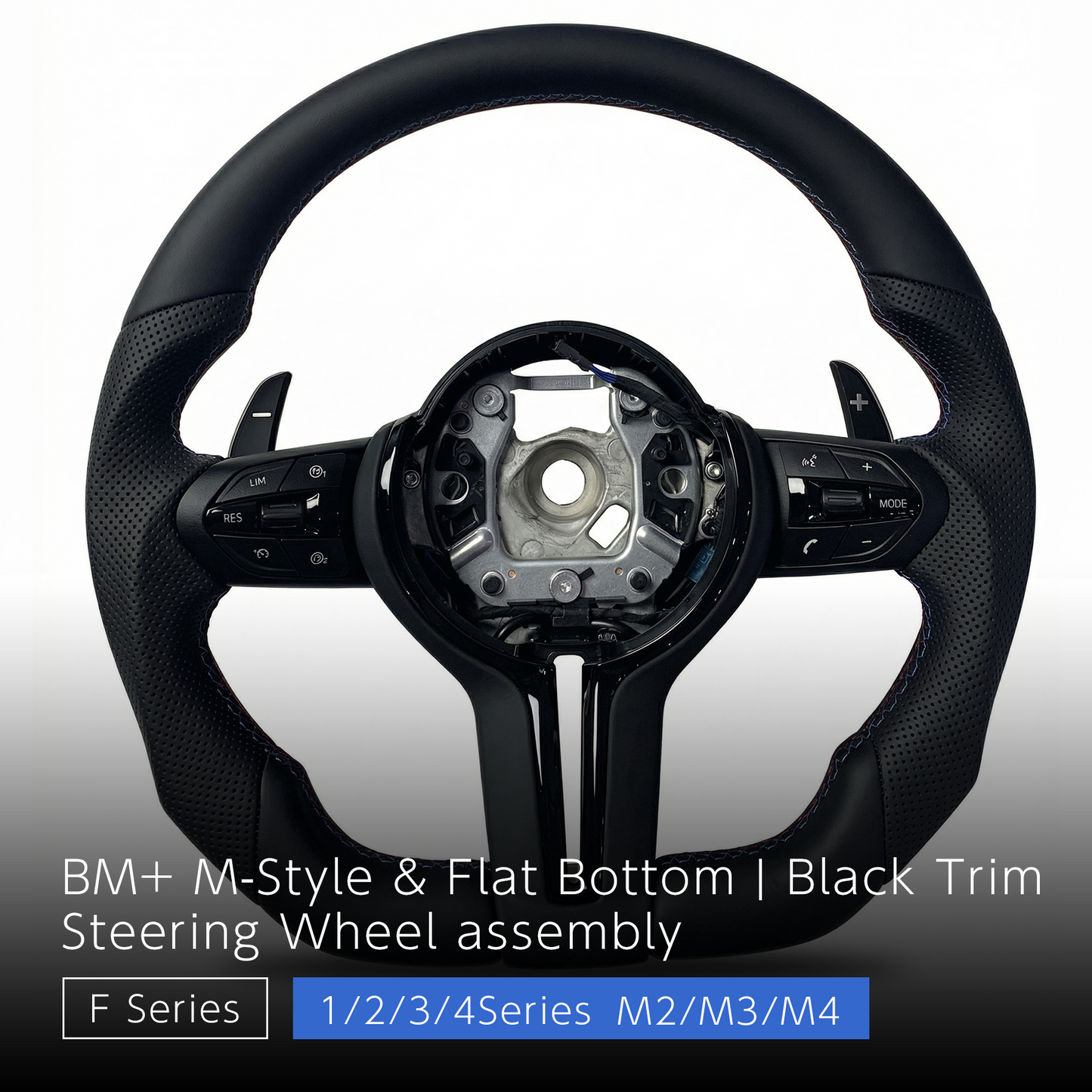 ブラックスポーツ フラットボトムステアリング - BMW F シャーシ 1 / 2 / 3 / 4シリーズ