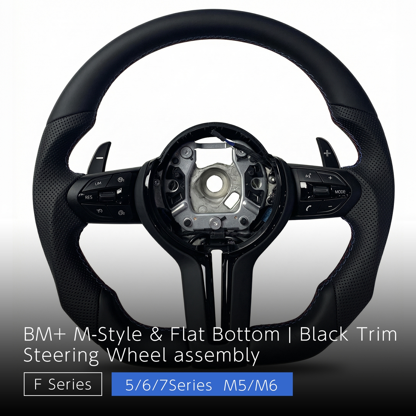 ブラックスポーツ フラットボトムステアリング - BMW F シャーシ 5 / 6 / 7シリーズ