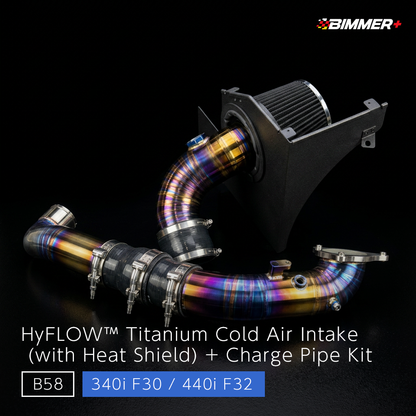 HyFLOW™︎ Titanium Cold Air Intake (with Heat Shield) + Charge Pipe Kit - BMW 340i F30 / 440i F32 (B58 GEN1)