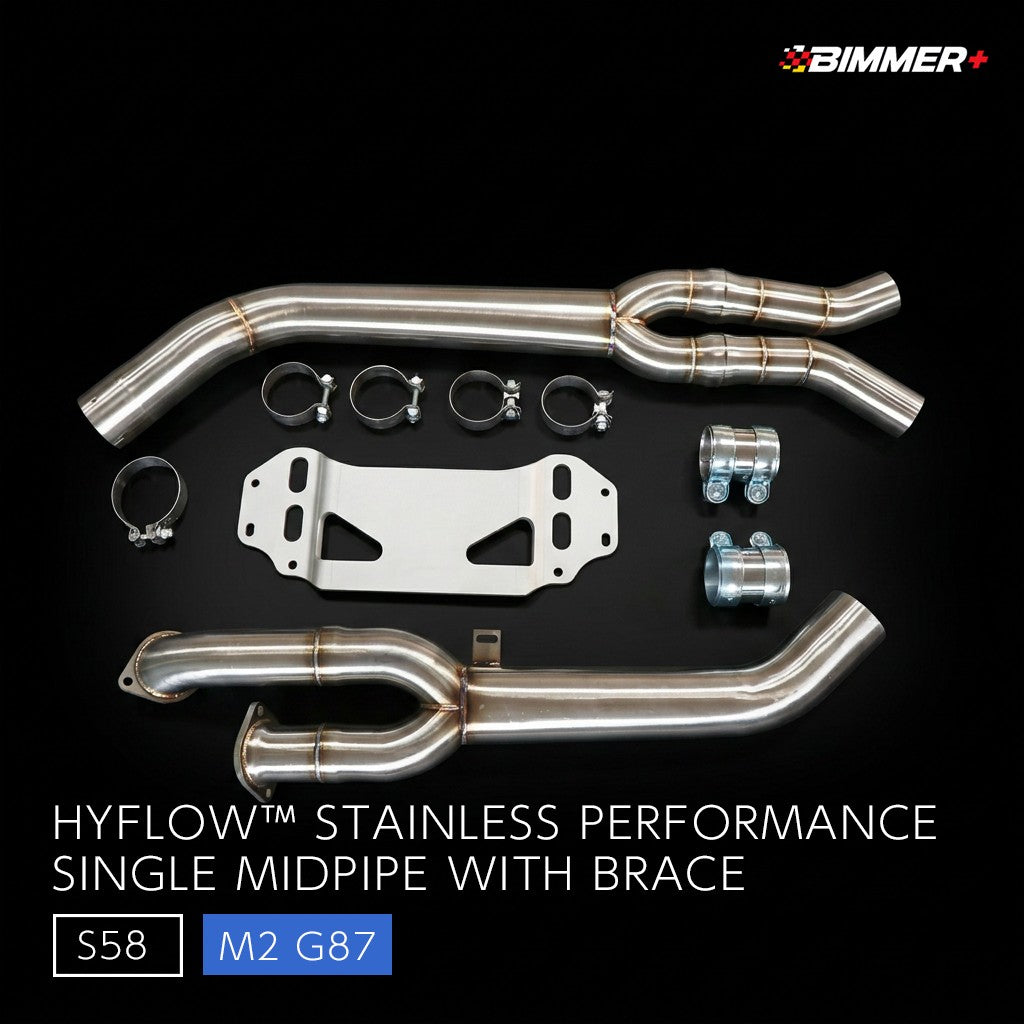 HYFLOW™ ステンレス シングルミッドパイプ（ブレース付き） BMW M2 G87（S58）
