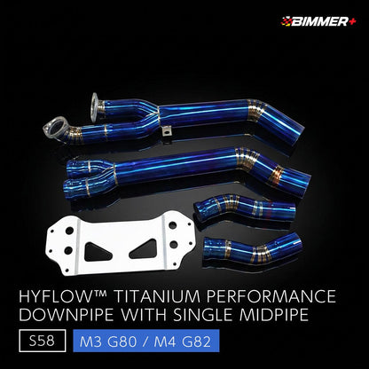 HYFLOW™ チタン ダウンパイプ＋シングルミッドパイプ BMW M3 G80 / M4 G82（S58）