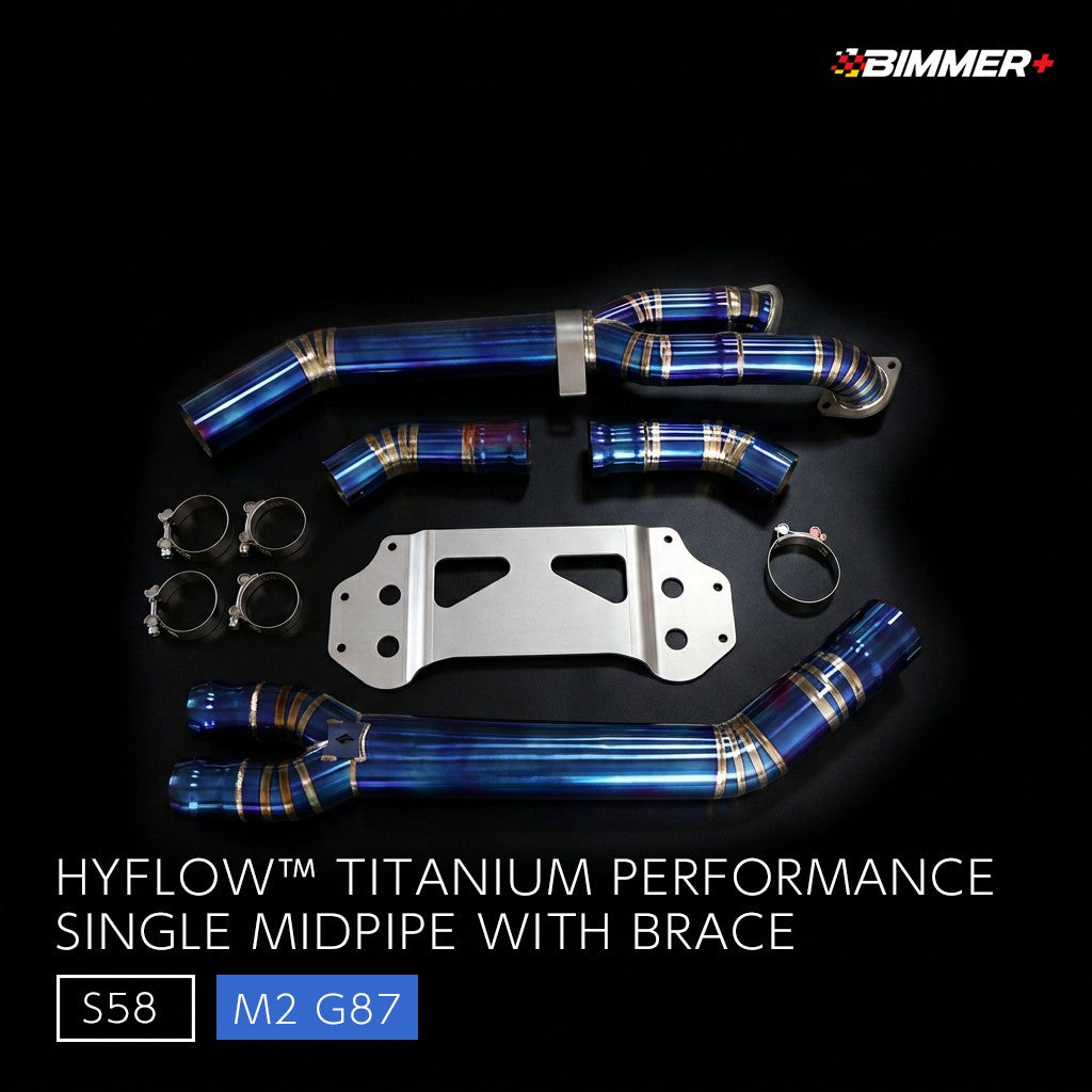 HYFLOW™ チタン シングルミッドパイプ（ブレース付き） BMW M2 G87（S58）