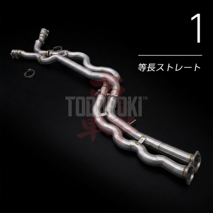 TODOROKI™ VALVE RS TITANIUM ワンオフ 等長中間フルチタン可変バルブマフラー｜BMW M2 Competition F87（S55）用