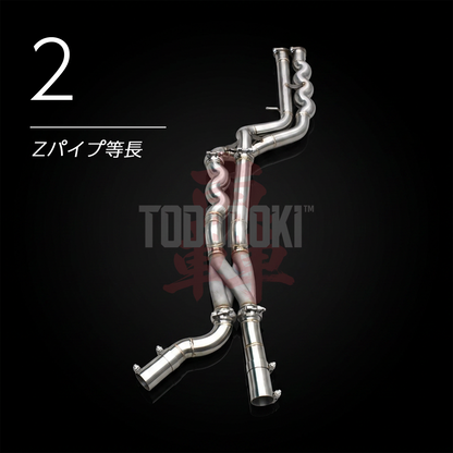 TODOROKI™ VALVE RS TITANIUM ワンオフ 等長中間フルチタン可変バルブマフラー｜BMW M2 Competition F87（S55）用
