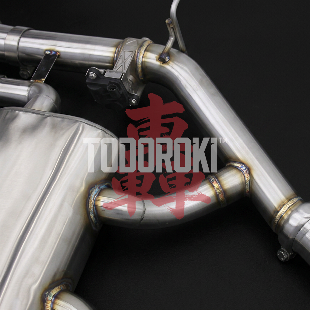 TODOROKI™ VALVE RS ワンオフ 等長中間キャットバック可変バルブマフラー｜BMW M3 F80 / M4 F82・F83（S55）用