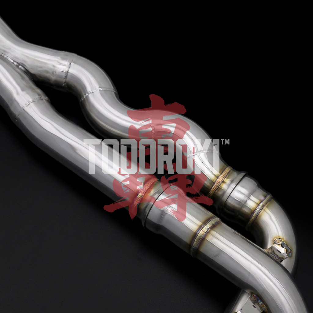 TODOROKI™ VALVE RS ワンオフ 等長中間キャットバック可変バルブマフラー｜BMW M3 F80 / M4 F82・F83（S55）用