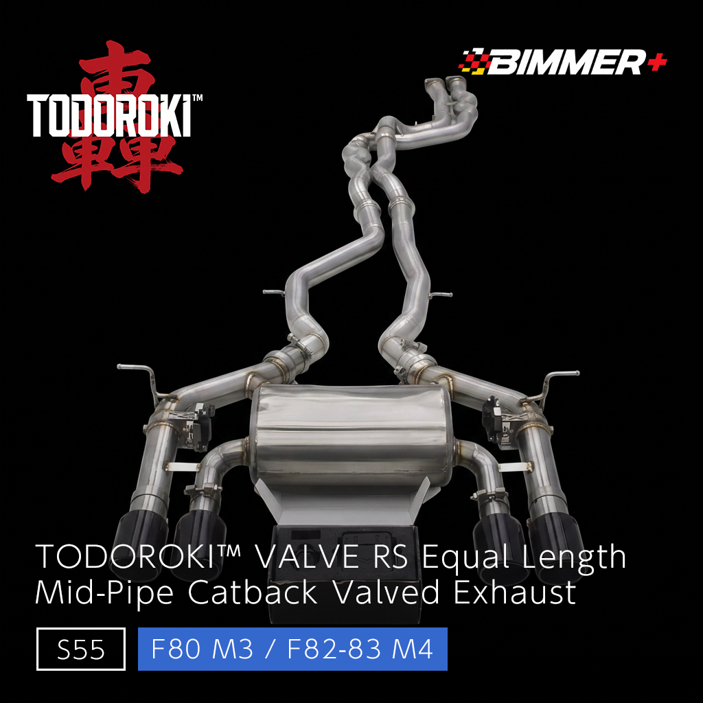 TODOROKI™ VALVE RS 等長中間キャットバック可変バルブマフラー｜BMW M3 F80 / M4 F82・F83（S55）用