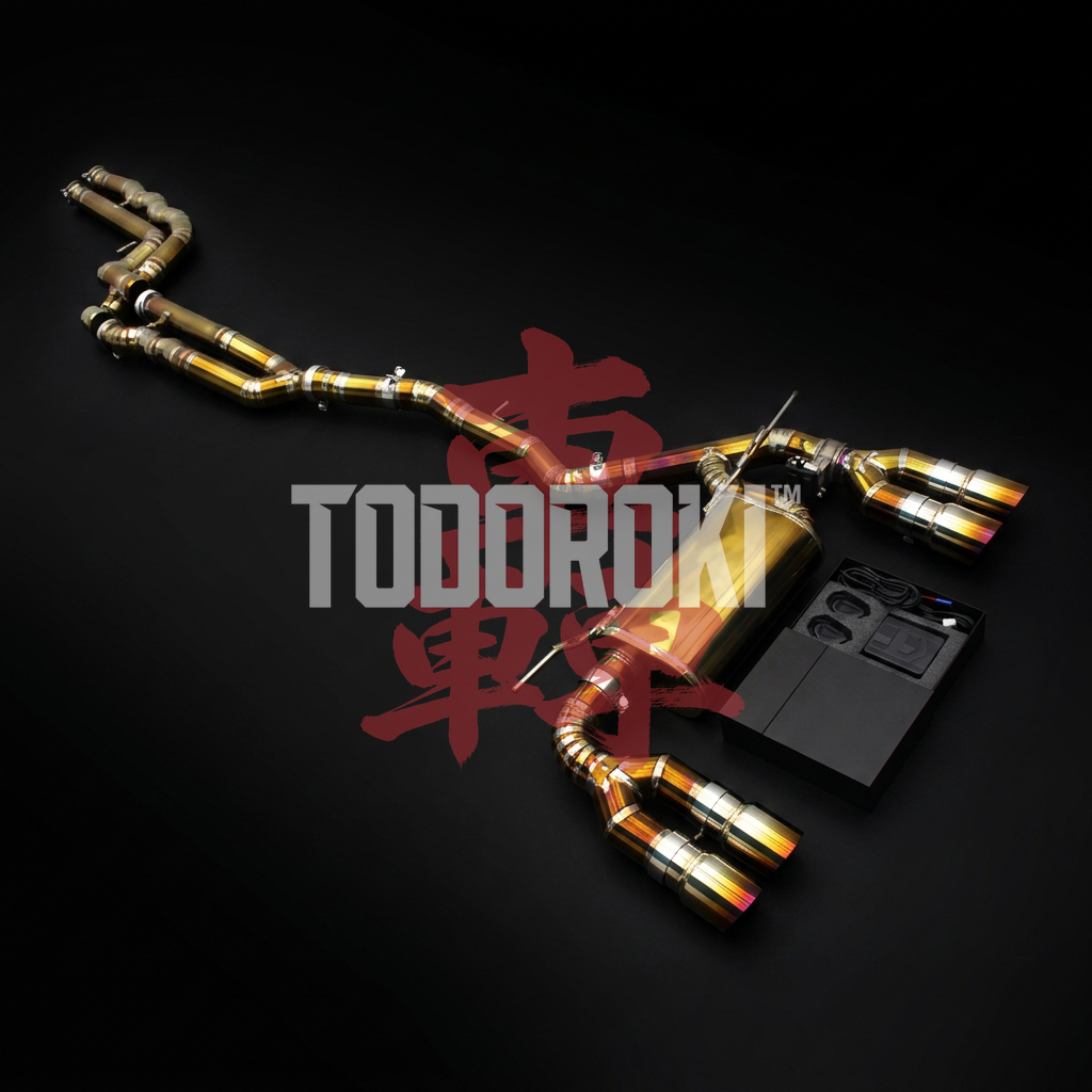 TODOROKI™ VALVE RS TITANIUM ワンオフ 等長中間フルチタン可変バルブマフラー｜BMW M2 Competition F87（S55）用