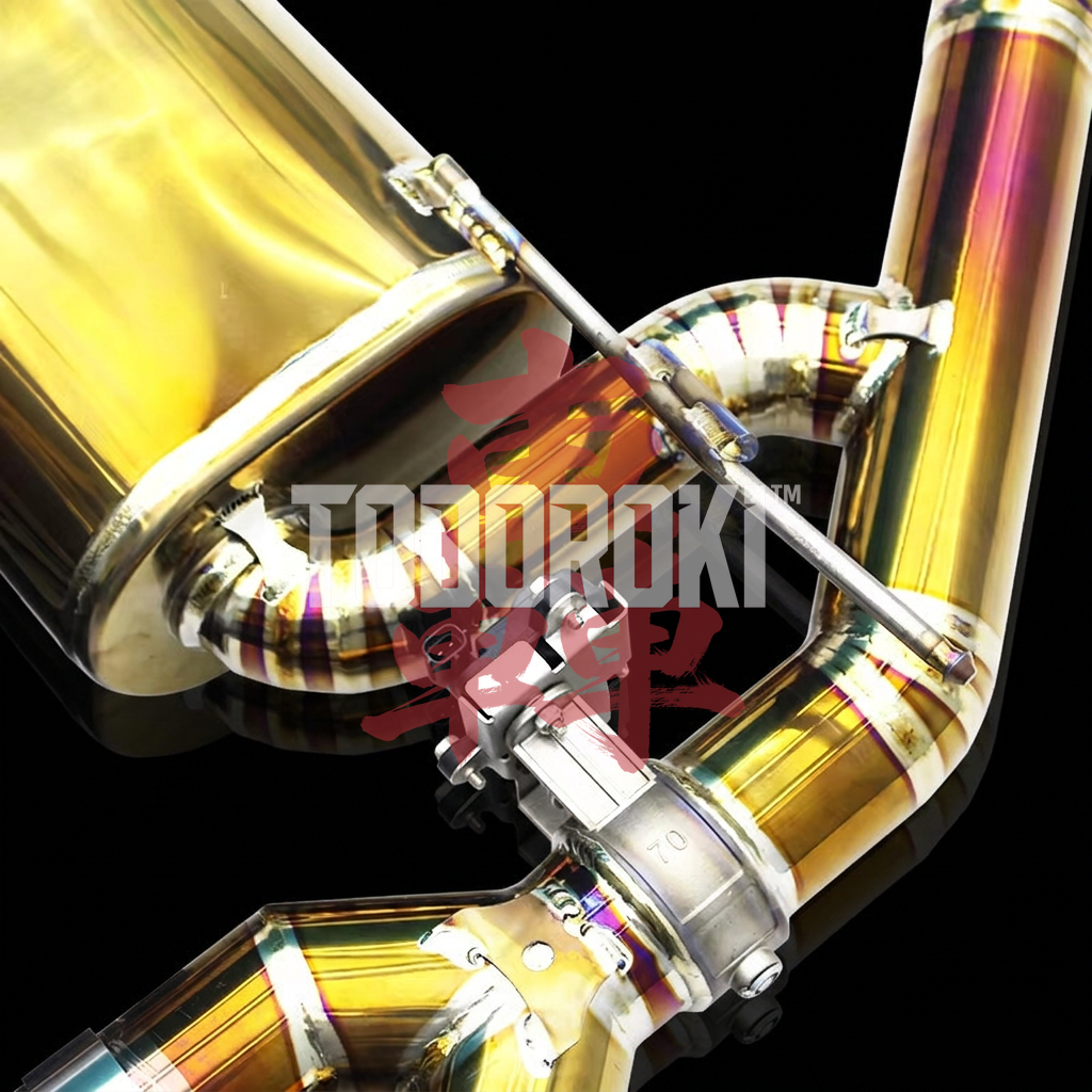 TODOROKI™ VALVE RS TITANIUM ワンオフ 等長中間フルチタン可変バルブマフラー｜BMW M2 Competition F87（S55）用