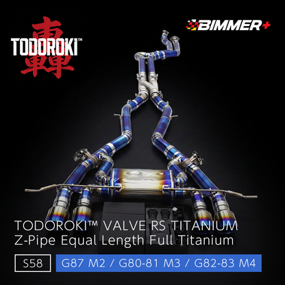 TODOROKI™ VALVE RS TITANIUM Zパイプ等長フルチタン可変バルブマフラー｜BMW M3 G80・G81 / M4 G82・G83 / M2 G87（S58）用